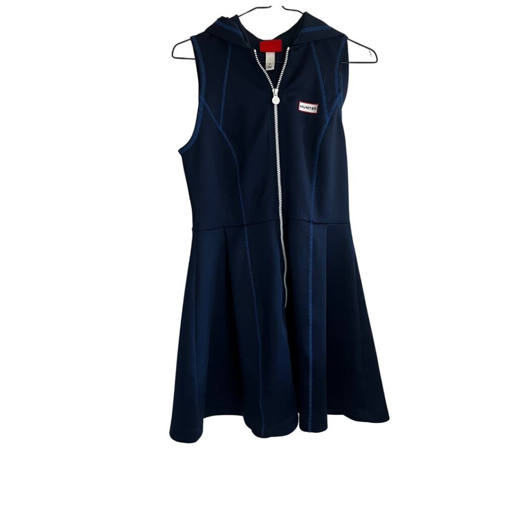 Hunter x Target Navy Hooded Neoprene Full Zip Fit and Flare Mini Dress